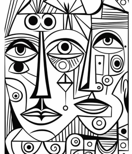 Cubism Art Picasso Coloring Pages for Adults - Printable PDF