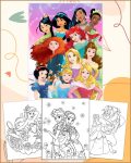 Disney Princesses Coloring Pages for Girls - Printable PDF