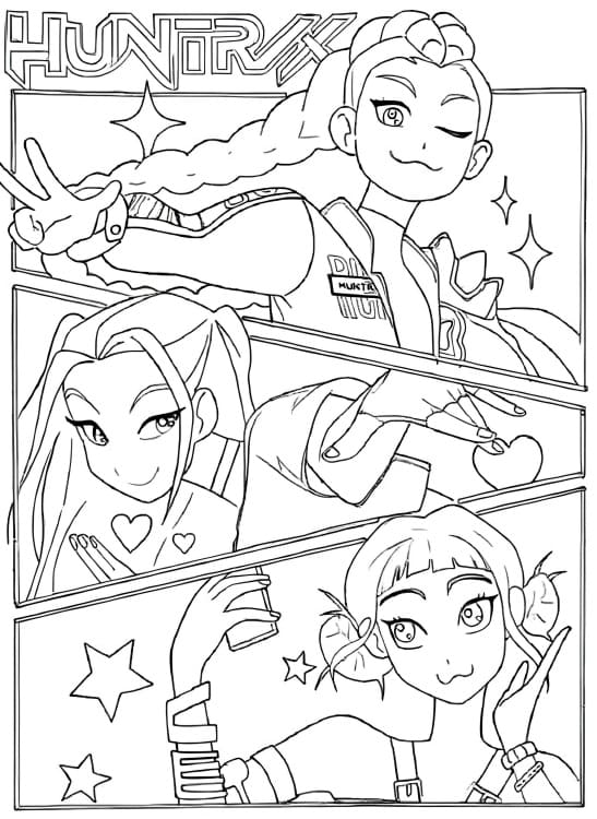 KPop Demon Hunters Coloring Pages for Kids - Printable PDF KPop Demon Hunters Coloring Pages for Kids - Printable PDF