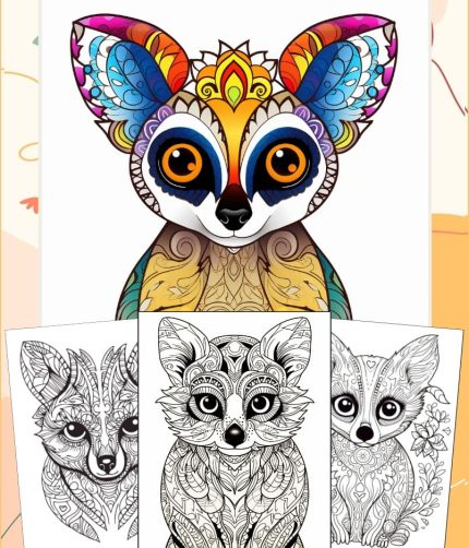 Mandala Lemurs Coloring Pages for Adults - Printable PDF