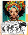 Beautiful Black Women's Faces Coloring Pages - Printable PDF
