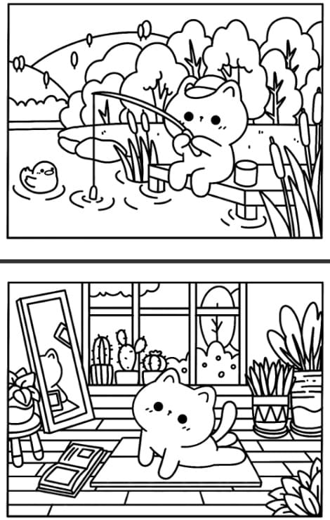 30 Cat Kawaii Cozy Coloring Pages for Kids - Printable PDF 30 Cat Kawaii Cozy Coloring Pages for Kids - Printable PDF