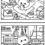 30 Cat Kawaii Cozy Coloring Pages for Kids - Printable PDF