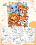 Various Cute Animals Coloring Pages - Printable PDF
