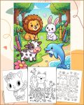 Cute Animals Coloring Pages for Kids - Printable PDF