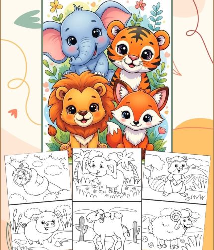 Cute Animals Coloring Pages for Kids - Printable PDF