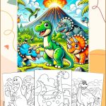 Cute Dinosaurs Coloring Pages - Printable PDF