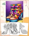 Elegant Floral Shoes Coloring Pages - Printable PDF